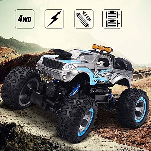 PETRLOY Todo Terreno coche de RC, inalámbrico controlado Roca Vía Vehículo sobre orugas camión 4WD alta velocidad de 2,4 GHz 01:12 Escala 36 kmh radio control remoto eléctrico carrera rápida Buggy Hob