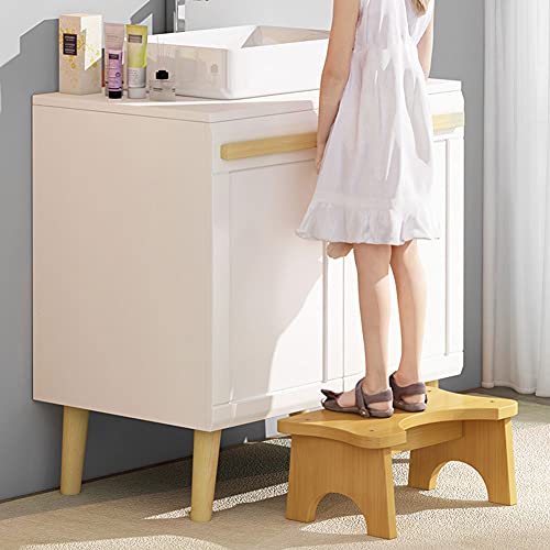 POHOVE Taburete de inodoro de bambú en cuclillas, taburete de baño para adultos, resistente y cómodo, taburete de caca para adultos y niños, taburete de baño de 17 cm de altura (primario)