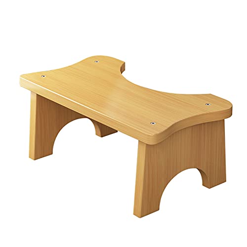 POHOVE Taburete de inodoro de bambú en cuclillas, taburete de baño para adultos, resistente y cómodo, taburete de caca para adultos y niños, taburete de baño de 17 cm de altura (primario)