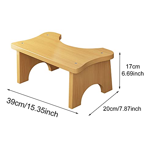 POHOVE Taburete de inodoro de bambú en cuclillas, taburete de baño para adultos, resistente y cómodo, taburete de caca para adultos y niños, taburete de baño de 17 cm de altura (primario)