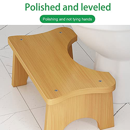 POHOVE Taburete de inodoro de bambú en cuclillas, taburete de baño para adultos, resistente y cómodo, taburete de caca para adultos y niños, taburete de baño de 17 cm de altura (primario)
