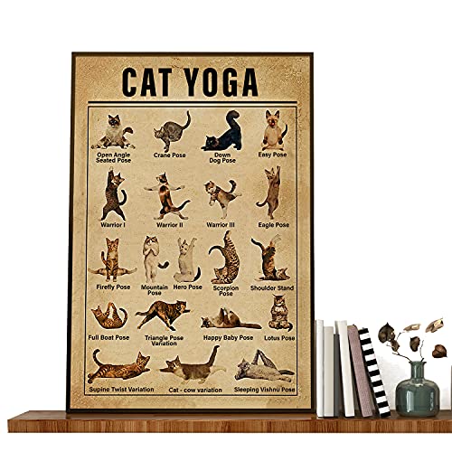 Póster de lona para gato, póster de yoga, animal, arte de pared, póster de yoga, póster de yoga, póster divertido de yoga, póster de yoga, decoración del hogar, sin marco, póster de 8 x 12 pulgadas