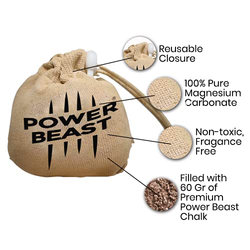Power Beast 3X Bolas de Tiza de Magnesio Marrón 60 Gr, Chalk, Chalk Ball, Magnesio para Crossfit, Escalada, Pesas, Halterofilia, Poledance, Baile en Barra, Padel, Tenis, Calistenia.