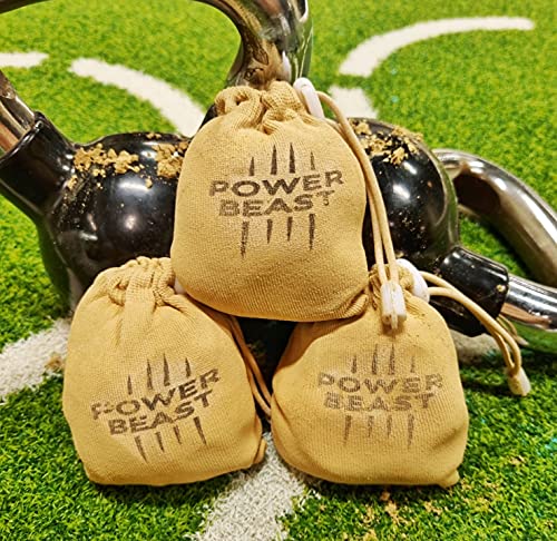 Power Beast 3X Bolas de Tiza de Magnesio Marrón 60 Gr, Chalk, Chalk Ball, Magnesio para Crossfit, Escalada, Pesas, Halterofilia, Poledance, Baile en Barra, Padel, Tenis, Calistenia.