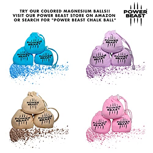 Power Beast 3X Bolas Tiza de Magnesio, Chalk, Chalk Ball, Magnesio para Crossfit 60 Gr, Escalada, Levantamiento de Pesas, Halterofilia, Poledance, Baile en Barra, Padel, Tenis, Calistenia.