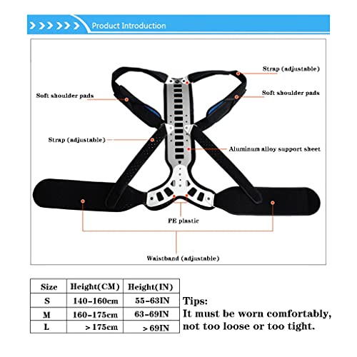 PQQ Corrector postural Extensión de Metal Ajustable Soporte para enderezar la Espalda para Mejorar la Postura Proporcionar y aliviar el Dolor de Espalda Tratamiento de jorobado (Size : M)