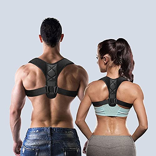 Protecciones de hombros Clavícula ajustable Postura Corrector Hombres Woemen Parte superior de la espalda Hombro Soporte lumbar Cinturón Corset Corrección de corsé (Color : Black, Size : X-Large)