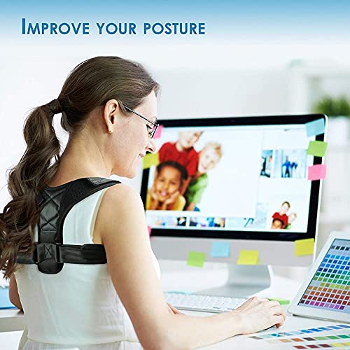 Protecciones de hombros Clavícula ajustable Postura Corrector Hombres Woemen Parte superior de la espalda Hombro Soporte lumbar Cinturón Corset Corrección de corsé (Color : Black, Size : X-Large)