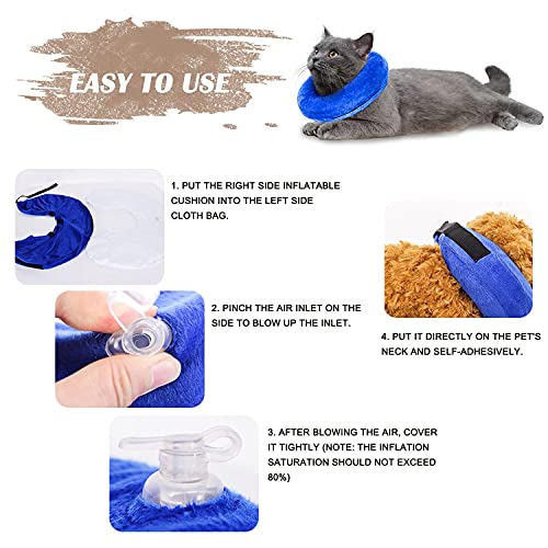 QEEQPF Funda hinchable para mascotas, collar de protección lavable para perros pequeños y gatos, collar suave con hebilla ajustable (M).