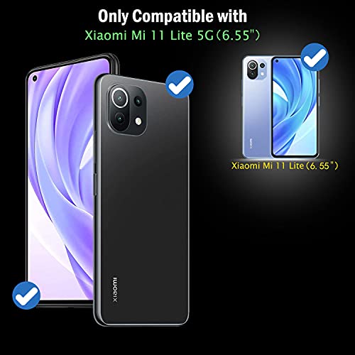 QHOHQ 3 Piezas Protector de Pantalla para Xiaomi Mi 11 Lite 4G＆5G con 3 Piezas Protector de Lente de Cámara,Cristal Templado Membrana,9H Dureza - HD - Anti-Arañazos - Sin Burbujas - Fácil de Instalar