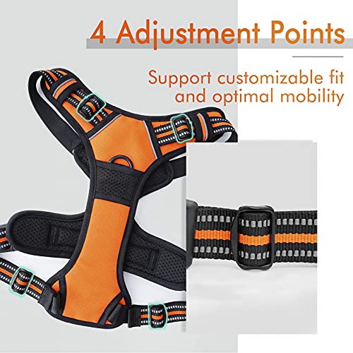 rabbitgoo Arnes Antitirones Perro Ajustable con Lineas Reflectantes Arnés Coche Perro Coche Adiesreamiento Arnes Perro Chaleco Transpirable con Asa Seguridad Easy Walk Pequeño Naranja
