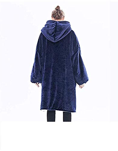 Rancross - Manta Tipo Sudadera con Capucha de algodón y Forro Polar, Unisex, Color Azul