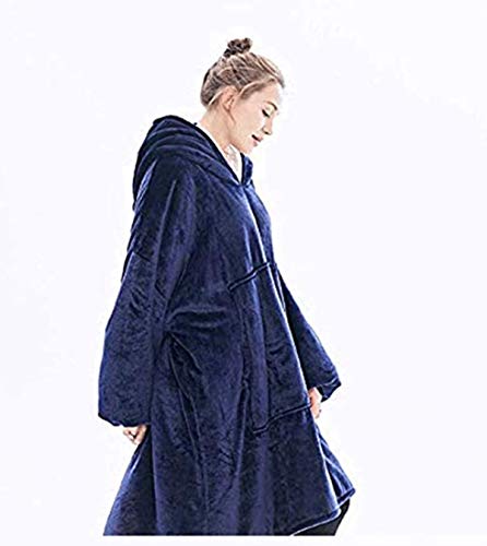 Rancross - Manta Tipo Sudadera con Capucha de algodón y Forro Polar, Unisex, Color Azul