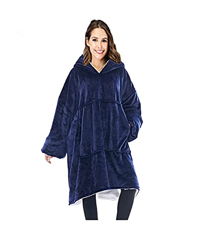 Rancross - Manta Tipo Sudadera con Capucha de algodón y Forro Polar, Unisex, Color Azul