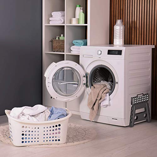 Relaxdays, Gris, 32,5 cm de Alto Taburete Plegable L, hasta 120 kg, Plástico