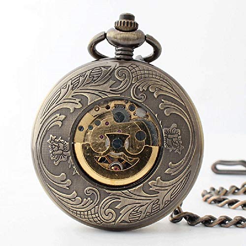 Reloj de Bolsillo mecánico automático Viejo patrón de grúa Suelta Reloj de Bolsillo de Concha Nueva Mesa Antigua Decorar Regalo para Padre