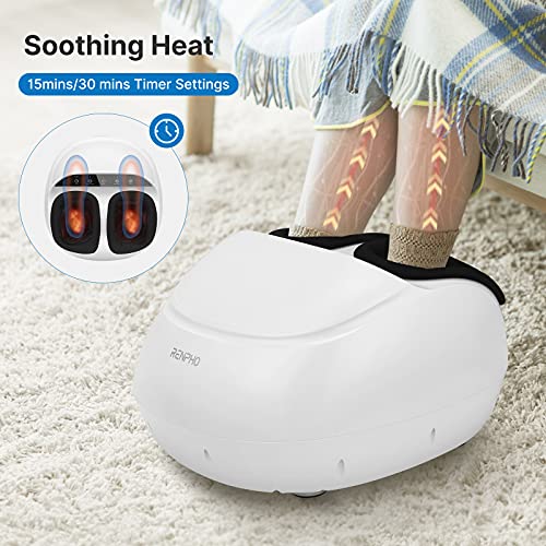 RENPHO Masajeador de pies Shiatsu con función de calor, amasado, rodillos y compresión de aire, alivia el dolor en fascitis plantar y estimula los pies cansados, hasta talla 46(Control Remoto)
