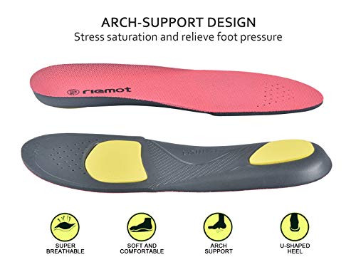 riemot Plantillas Ortopédicas con Soportes de Arco, Plantillas Deportivas Hombre Mujer, Fascitis Plantar y Tendinitis, pie Plano, el Dolor de Talón, para el Dia a Dia, Senderismo, Trabajo, Rosa 37-38