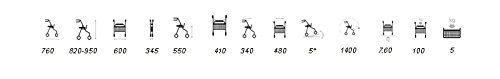 Rollator – Andador de aluminio ligero soporte de bastón gehwagen Respaldo 4 ruedas