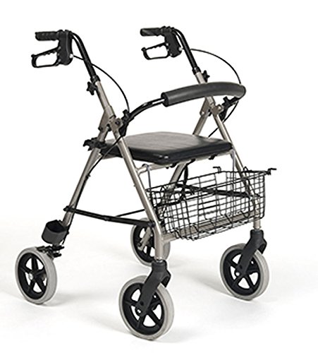 Rollator – Andador de aluminio ligero soporte de bastón gehwagen Respaldo 4 ruedas