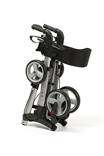 Rollator – Andador de aluminio ligero soporte de bastón gehwagen Respaldo Plegable