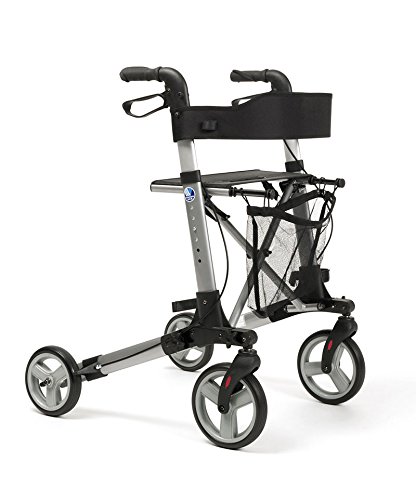 Rollator – Andador de aluminio ligero soporte de bastón gehwagen Respaldo Plegable