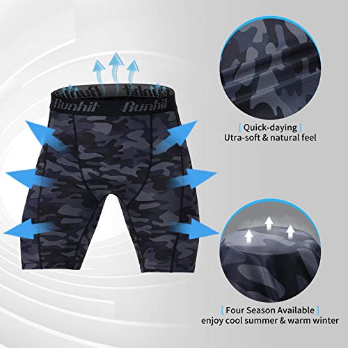 Runhit Pantalones cortos de compresión para hombre, ropa interior de elastano, pantalones cortos de entrenamiento, correr, etc - - X-Large