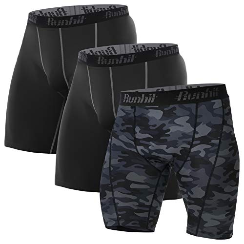 Runhit Pantalones cortos de compresión para hombre, ropa interior de elastano, pantalones cortos de entrenamiento, correr, etc - - X-Large
