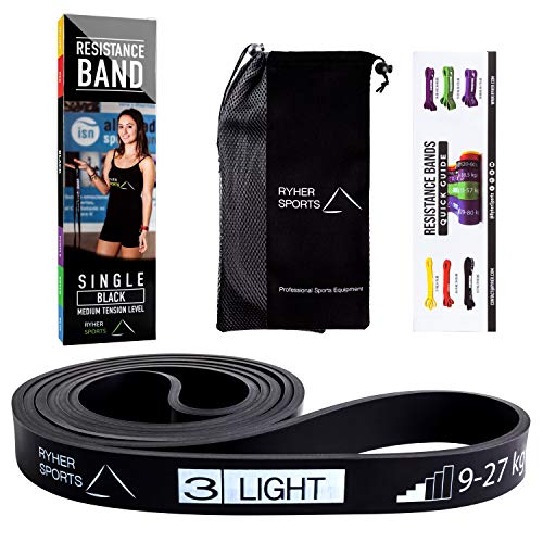 Ryher Bandas Elastica para Crossfit, dominadas, Asistente para pullups o Levantamiento de Pesas – Bandas de Resistencia - Incluye Manual y Bolsa