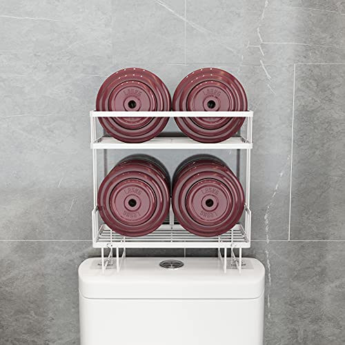 RYUNQ Estantería Inodoro sobre el WC 2 Niveles, Estantes de baño Pequeños de Gran Capacidad, Armario para Lavadora Estantería de Metal, Impermeable y Antioxidante Estanteria WC para Baño (Blanco)