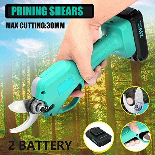 S SMAUTOP Tijeras de Podar Eléctricas, 21V Tijeras de Podar Bateria Inalámbrico Profesionales Diámetro de Corte de 30mm 2 2000mAH Baterías Tijeras de Podar Sin Cable Ligero Portátil para Rama, Huerto