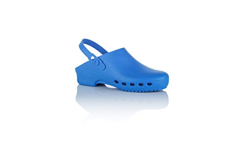Safe Way Zuecos médicos de trabajo, autoclave, correa en el talón, tallas dobles., color Azul, talla 42 EU