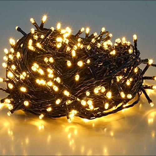 SALCAR 25.7m 360 Leds Cadena de Luces IP44 Impermeable, LED Luz Cadena Ligera Navidad, Led Cadena Luminosa con 8 Modos, Led Decoración Interior Exterior para Jardín Balcón Fiestas (Blanco cálido)