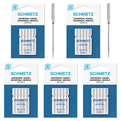 SCHMETZ 25 agujas para máquina de coser, pistón plano, 130/705, estándar universal (80)
