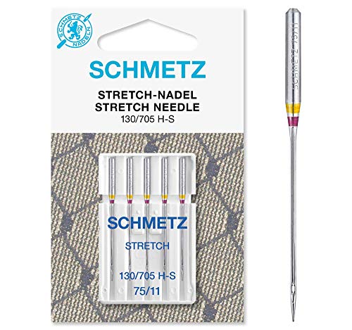 SCHMETZ 25 agujas para máquina de coser, pistón plano, 130/705 H-S Stretch (grosor 75)
