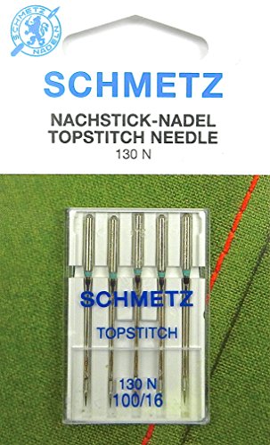 SCHMETZ Topstich System 130 N - Agujas para máquina de coser, pistón plano, grosor 100