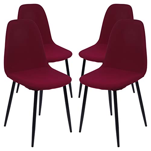 SearchI Fundas de Sillas Comedor Elásticas,4 PCS Fundas para Silla Oficina Sin Brazo,Modernas Cubiertas Protectoras de Sillas Nórdico para Cocina Estudio Oficina Hotel Sala de Estar,Burdeos