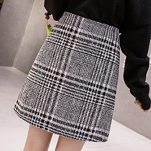 Secuos Falda Mujer Mini Faldas De Línea A para Mujer, Faldas A Cuadros Informales por Encima De La Rodilla A La Moda para Mujer, Elegantes Faldas De Cintura Alta con Cremallera para Mujer, Faldas D