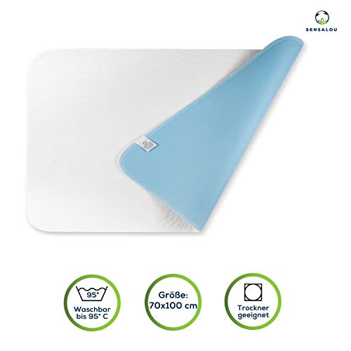 Sensalou Funda de Colchón - Sábanas Impermeables y Lavable - Cuna Transpirable, Protector de Cama con Lana Absorbente - Capa Base Impermeable para Incontinencia - 70x100cm (2)