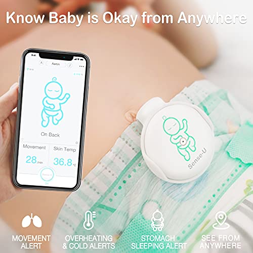 Sense-U Video Monitor - Dispositivo para la monitorización de la movimiento abdominal, los giros y la temperatura de la piel del bebé con cámara 1080P HD, WiFi, audio, visión nocturna