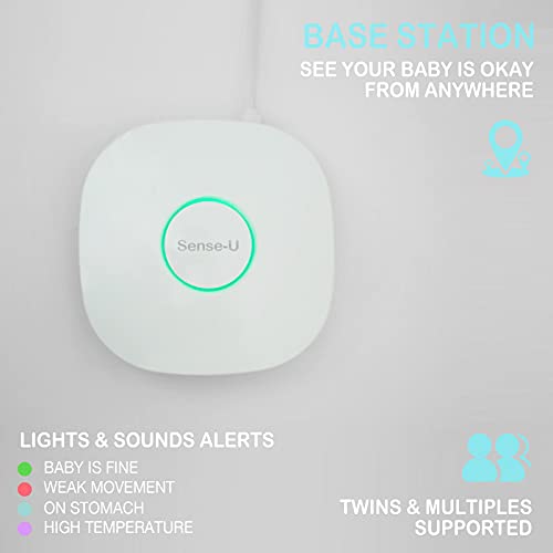 Sense-U Video Monitor - Dispositivo para la monitorización de la movimiento abdominal, los giros y la temperatura de la piel del bebé con cámara 1080P HD, WiFi, audio, visión nocturna