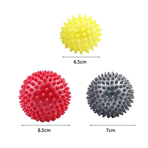 Set de 3 Bolas de Masaje-para aliviar Dolores musculares - Pelotas de Masaje con Pinchos，Sport Bolas de Masaje.Bolas de Masaje Tejido Profundo Usarse en Manos, Antebrazos, Hombros, Espalda, Pies