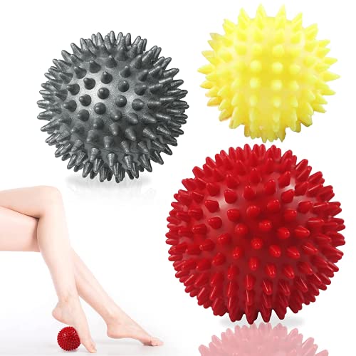 Set de 3 Bolas de Masaje-para aliviar Dolores musculares - Pelotas de Masaje con Pinchos，Sport Bolas de Masaje.Bolas de Masaje Tejido Profundo Usarse en Manos, Antebrazos, Hombros, Espalda, Pies