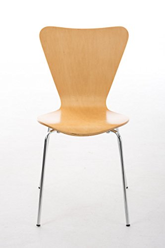 Set de 4 Sillas Comedor Calisto I Juego de 4X Sillas de Cocina con Asiento de Madera I 4X Sillas de Visitas Apilables I Color:, Color:Natura