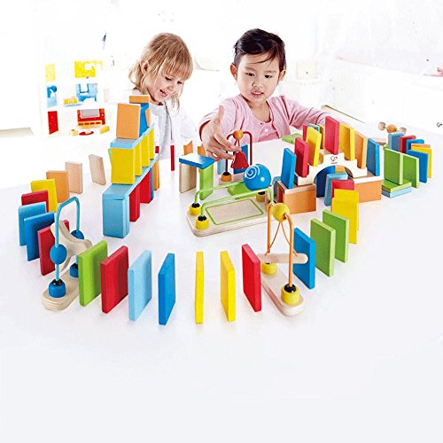 Set Dominós Dinámicos de Hape, Set de Bloques de Construcción de Carreras de Dominó Infantil Galardonado, 107 Piezas sólidas para Hacer Divertidas Carreras, Construir y Apilar