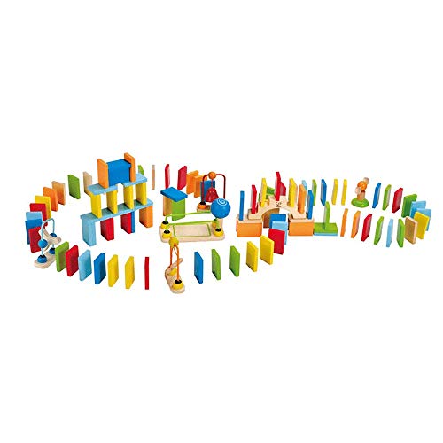 Set Dominós Dinámicos de Hape, Set de Bloques de Construcción de Carreras de Dominó Infantil Galardonado, 107 Piezas sólidas para Hacer Divertidas Carreras, Construir y Apilar