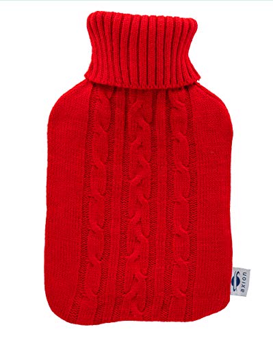 Set térmico | Incluye: Cojín térmico de barro para cuello + Bolsa de agua caliente axion + funda roja | Bolsa de agua caliente excelente para dormir | Terapia de calor