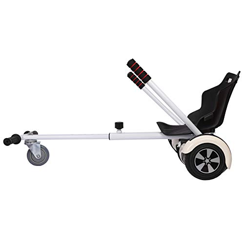Sfeomi Hoverkart Silla para Hoverboard Electrico Hover Kart Ajustable para Patinete Eléctrico Asiento Kart Adaptarse a 6.5 8 10 Pulgadas Hoverboard Go Kart con Asiento para Adulto (Blanco)