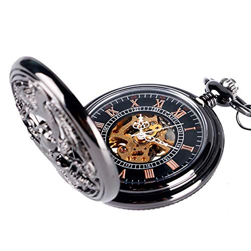 SGSG Reloj de Bolsillo Retro, Relojes de Bolsillo Steampunk de Estilo Chino para Hombres, diseño de grúas, Reloj de Bolsillo con Viento Manual, Regalo, Relojes de Bolsillo para Hombres