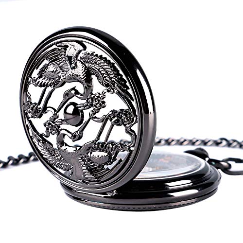 SGSG Reloj de Bolsillo Retro, Relojes de Bolsillo Steampunk de Estilo Chino para Hombres, diseño de grúas, Reloj de Bolsillo con Viento Manual, Regalo, Relojes de Bolsillo para Hombres